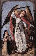 Master of the Saint Ursula Legend St Michael Fighting Demons oil on canvas